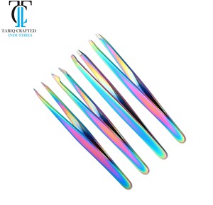 Ensemble de pinces à épiler professionnelles pour le modelage des sourcils, en acier inoxydable, pointe inclinée de précision, pointe pointue, pour l'épilation du visage - Product Image 1
