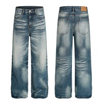 Jeans larges vintage personnalisables pour hommes - Denim délavé écologique avec broderie, service OEM, couleurs et designs sur mesure