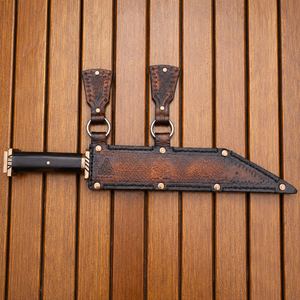 OEM Custom Forged Viking <b>Knife</b> High Carbon Steel Fixed Blade and Wood Handle Bushcraft Hunting <b>Knife</b> with Leather Sheath - Product Image 6