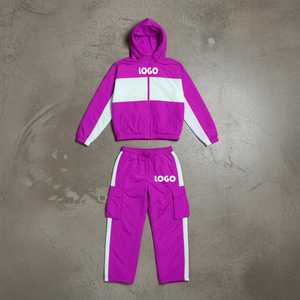 Ensemble 2 pièces personnalisé de haute qualité pour femme : coupe-vent d'hiver à capuche, fermeture éclair, imperméable, grande taille, couleur unie, écologique - Product Image 6