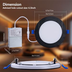 Set di 6 Faretti LED da Incasso Neri da 6 Pollici, Dimmerabili 2700K-5000K 5CCT 1200LM Alta Luminosità 12W 120V Antiabbagliamento per Camera da Letto e Soggiorno - Product Image 6