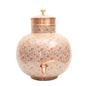 Pot Matka en Cuivre Pur Entièrement Martelé avec Robinet en Laiton pour Distributeur d'Eau et Récipient de Stockage à Couvercle Ouvert - Product Image 2