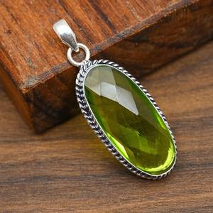Pendentif en pierre précieuse péridot, argent sterling 925, bijoux bohèmes uniques faits à la main, pendentif péridot naturel, cadeau de Noël - Product Image 3