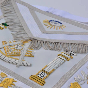 Masonic Regalia <b>Needlework</b> Master Mason Apron with Jewel Collar Gavel Trowel Square Cross-Stitching Featuring Crafts Safety Pin - Product Image 5