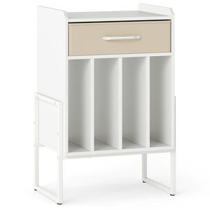 Mobile Porta Giradischi Moderno in Legno Bianco con Cassetto e Porta CD, Tavolo Multifunzione per Soggiorno e Cucina - Product Image 2