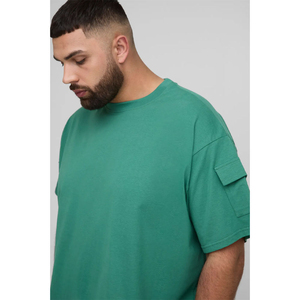 Conjunto de Camiseta y Pantalones Cortos de Punto para Hombre, Ecológico, 100% Algodón, Transpirable, Color Verde Menta Sólido, Cuello Redondo, Logotipo Frontal, Ropa Casual de Verano - Product Image 4