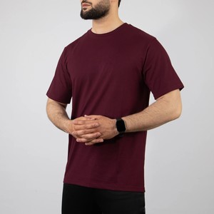 T-shirt décontracté pour homme en coton 100% tricoté, bleu marine uni, col rond, manches raglan, coupe classique, respirant, séchage rapide - Product Image 2