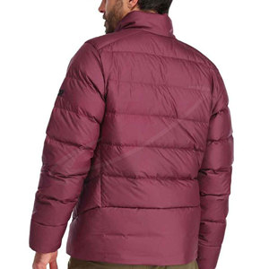 Veste matelassée bordeaux pour homme, col rond, fermeture éclair, coupe-vent, décontractée, hiver, coupe classique, couleur unie - Product Image 5