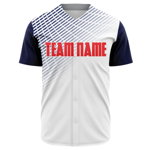 Camiseta Deportiva de Béisbol Blanca y Azul Marino Personalizada para Hombre, con Botones, Transpirable, de Secado Rápido, que Absorbe la Humedad, Uniforme de Equipo - Product Image 2