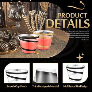 Bicchieri di Plastica Neri con Bordo Ondulato, Eleganti Bicchieri Usa e Getta per Vino, Ideali per Feste di Halloween e Natale, Kit per Forniture per Feste - Product Image 3