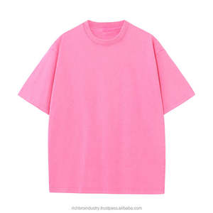 T-shirt à manches courtes en relief pour homme unisexe poids lourd 270g 100% coton vintage délavé à l'acide pour hommes - Product Image 4