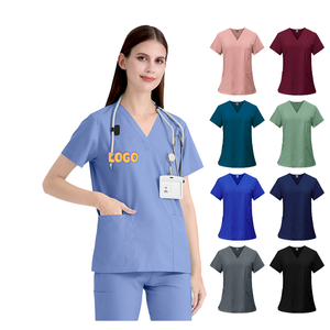 Tenues de travail personnalisées à manches courtes et pantalons droits pour médecins et infirmières de salon de beauté, blouses de travail pour les soins intensifs, les dentistes, tissus tissés, uniformes - Product Image 5