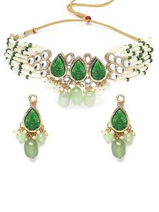 Conjunto de Joyería Clásica Estilo Bollywood para Compromiso y Boda, con Turquesa y Cuentas Kundan, Collar, Pendientes y Maang Tikka, Diseño Artesanal para Novias - Product Image 5