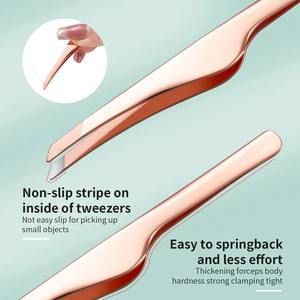 Pinzas de Acero Inoxidable para Cejas, Pinzas Curvas para Cejas y Pestañas, Pinzas Anguladas, Herramientas para Pestañas Postizas, Eliminan los Pelo Suelto o Encarnados - Product Image 3