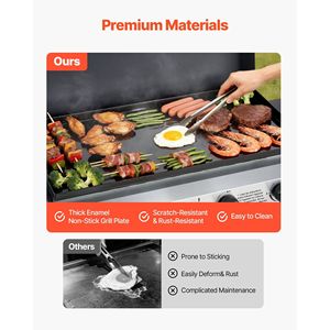 Griglia a Gas Propano a 4 Bruciatori con Piastra Piatta da 29 Pollici, Ruote e Coperchio, 28000 BTU, per Esterni - Product Image 4