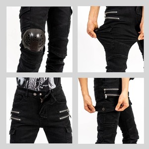 Motorcycle Leather Cordura Riding Pants with CE Removable <b>Knee</b> & Hip <b>Protectors</b> | Waterproof Biker Trousers | Hike Impex - Product Image 2
