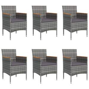 <b>Grey</b> Rattan Garden Dining Set 6 Seater Weather Resistant Outdoor Furniture Contemporary Style Steel <b>Frame</b> - Product Image 4