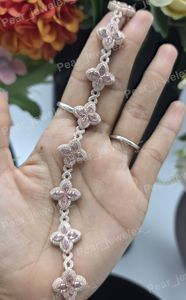 925 Silver Luxury Rhodium Plated Marquise Pink Color Stone Clover <b>Infinity</b> VVS Moissanite Flower Link Box Clasps Gift <b>Bracelet</b> - Product Image 6