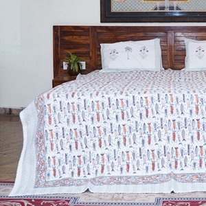 Hand Block Printed Organic Kantha Quilt Cotton <b>Bedspread</b> Reversible Floral Patchwork Washable Lightweight Bedding for Home Beach - Product Image 6