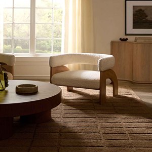 Neutral Brown Textured Grid Rug Contemporary Minimalist Carpet Luxury Hand Tufted Area Rug for Living Room Bedroom Office Decor - Product Image 1