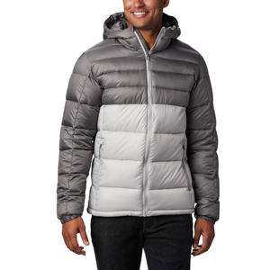 Blouson matelassé à capuche pour homme, coupe-vent, avec blocs de couleur, rembourrage en duvet, fermeture éclair, décontracté, coupe régulière, en polyester, pour l'hiver - Product Image 1