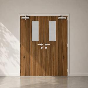 Puerta de madera ignífuga de la mejor calidad con aislamiento acústico y resistencia al calor para escuelas, hospitales y hoteles disponible para la venta - Product Image 4