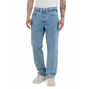 Jeans de Hombre de Corte Recto y Cintura Alta, 100% Algodón, Denim Resistente con Múltiples Costuras y Lazos, Color Azul - Product Image 3