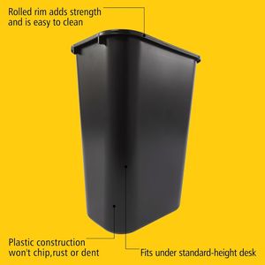Cestino per Rifiuti in Plastica Nera da 41QT/10.25 GAL, Contenitore Impilabile per Camera da Letto/Bagno/Ufficio, per Scrivania/Archiviazione - Product Image 4