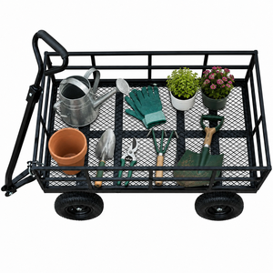 1500lb Load <b>Garden</b> <b>Trolley</b> Metal Frame with Removable Mesh Sides, Wagon 16" Pneumatic Tires Perfect For <b>Garden</b>, Garage ODGGAD014 - Product Image 1
