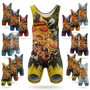 Traje de Lucha para Hombre, Diseño Sublimado, Compresión, Sin Mangas, Traje Deportivo, para Entrenamiento y Competencia - Product Image 1