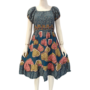 Vestido de algodón con estampado floral, cuello cuadrado, manga corta, corte holgado, largo hasta la rodilla, ropa informal para mujer, ropa de primavera - Product Image 3