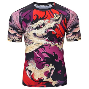 Camiseta de Compresión con Estampado de Lobo para Hombre, Ropa de Gimnasio de Secado Rápido, Protección contra Rozaduras, Sublimación Personalizada OEM - Product Image 1