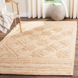Tapis géométrique en jute rectangulaire à tissage plat moderne pour salon, écologique, à poils ras, fait main, nettoyage à sec, adapté aux animaux domestiques, antidérapant - Product Image 4