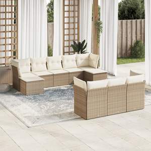 Set Divano da Giardino in Rattan PE Beige con Struttura in Acciaio Verniciato a Polvere, 100% Poliestere, Arredamento da Giardino Elegante e Durevole - Product Image 1