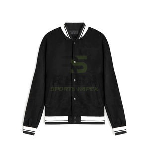 mens baseball jacket wool blend leather sleeve casual outfit letterman jacket men snap <b>button</b> closure college style jacket mens - Product Image 2