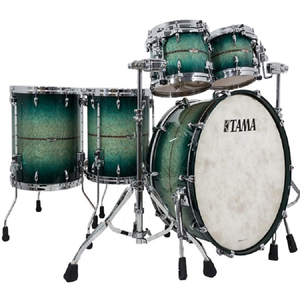 Batería Acústica Nueva con Acabado Verde, Herrajes Cromados, para Práctica y Actuaciones - Product Image 1