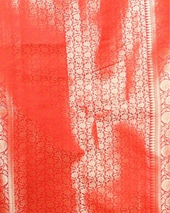 KV Traditional <b>Red</b> Handwoven Brocade Silk Saree with Zari Woven Designs & Unstitched <b>Blouse</b> for Party Occasions - Product Image 2
