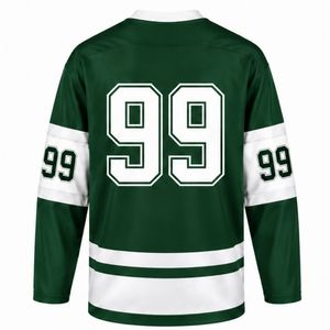 Men Green White <b>Ice</b> Hockey Jersey Long Sleeve Polyester Sports Uniform Team Training Performance Apparel - Product Image 2