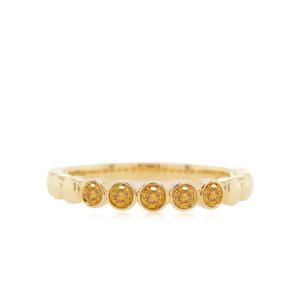 Anillo de Eternidad en Oro Amarillo con Cinco Piedras de Citrino Engastadas en Bisel, Diseño Minimalista, Joyería Unisex para Uso Diario - Product Image 1