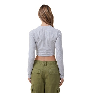 เสื้อครอปแขนยาวผู้หญิง คุณภาพสูง สไตล์วินเทจลำลอง ขายส่ง คอเสื้อแบบสั่งทำ ผ้าฝ้าย 100% ดีไซน์น้ำหนักเบา ทรงเข้ารูป ระบายอากาศได้ดี - Product Image 3