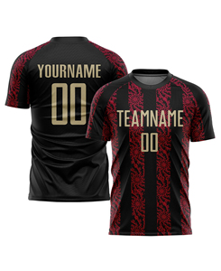 High Quality Custom Unisex <b>Soccer</b> Jersey Set Black Red Solid Sublimated Print Wicking Short Sleeve Athletic Fit 100% Polyester - Product Image 2