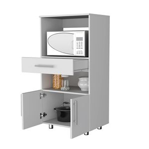 Armoire de cuisine blanche avec support pour micro-ondes - Product Image 5