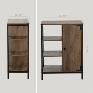 Mobile da soggiorno 34"H x 24"W x 13"D con struttura in acciaio, 3 ripiani, marrone - Product Image 4