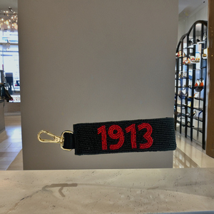 Porte-clés bracelet perlé fait main en tissu de qualité supérieure avec lettres grecques, personnalisé pour la sororité, le jour du match, avec logo et symbole de mode - Product Image 4