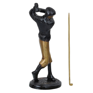 Figura Decorativa de Jugador de Golf en Metal Chapado en Oro Pulido, Hecha a Mano, con Palo de Golf, para Decoración de Hogar, Oficina, Escritorio o Estante - Product Image 2