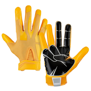 Guantes de fútbol americano de cuero blanco para exteriores, guantes deportivos de dedo completo, antideslizantes, transpirables, con cierre de gancho y bucle, unisex - Product Image 5