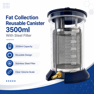 Récipient manuel réutilisable pour la collecte des graisses SIMAECO, 3500 ml, filtre en acier |   Système médical de prélèvement de graisse par aspiration |   Liposuccion des graisses - Product Image 2