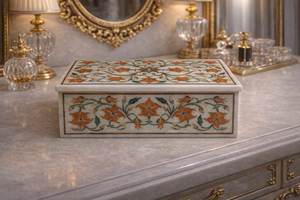 Organisateur de bijoux en marbre artisanal avec incrustations traditionnelles – Fournisseur en gros - Product Image 3