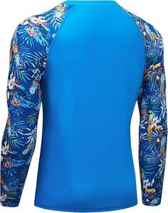 Maillot de bain en nylon à manches longues pour hommes, imprimé floraux personnalisés de haute qualité, protection UV, pour MMA et BJJ - Product Image 3