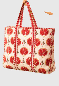 Bolsa de Lona con Estampado de Granadas, Bolsa de Compras para Mujer, Todas las Temporadas, Cierre Abierto, Estilo Moderno - Product Image 4